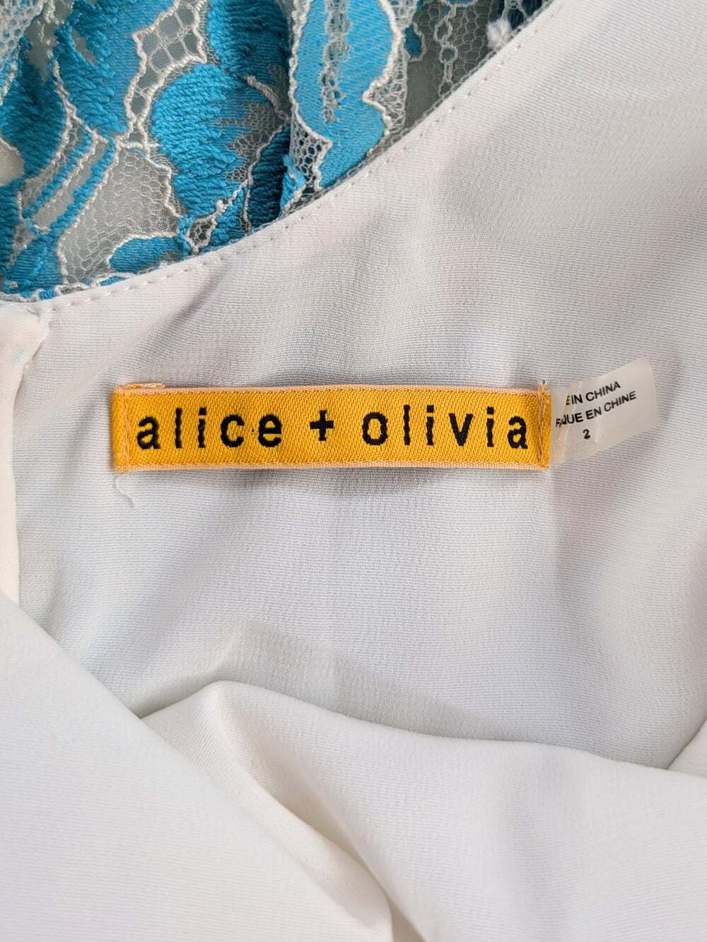 Alice + Olivia Fila lace overlay party dress homecoming floral embroidery 2 VGUC - Picture 8 of 11